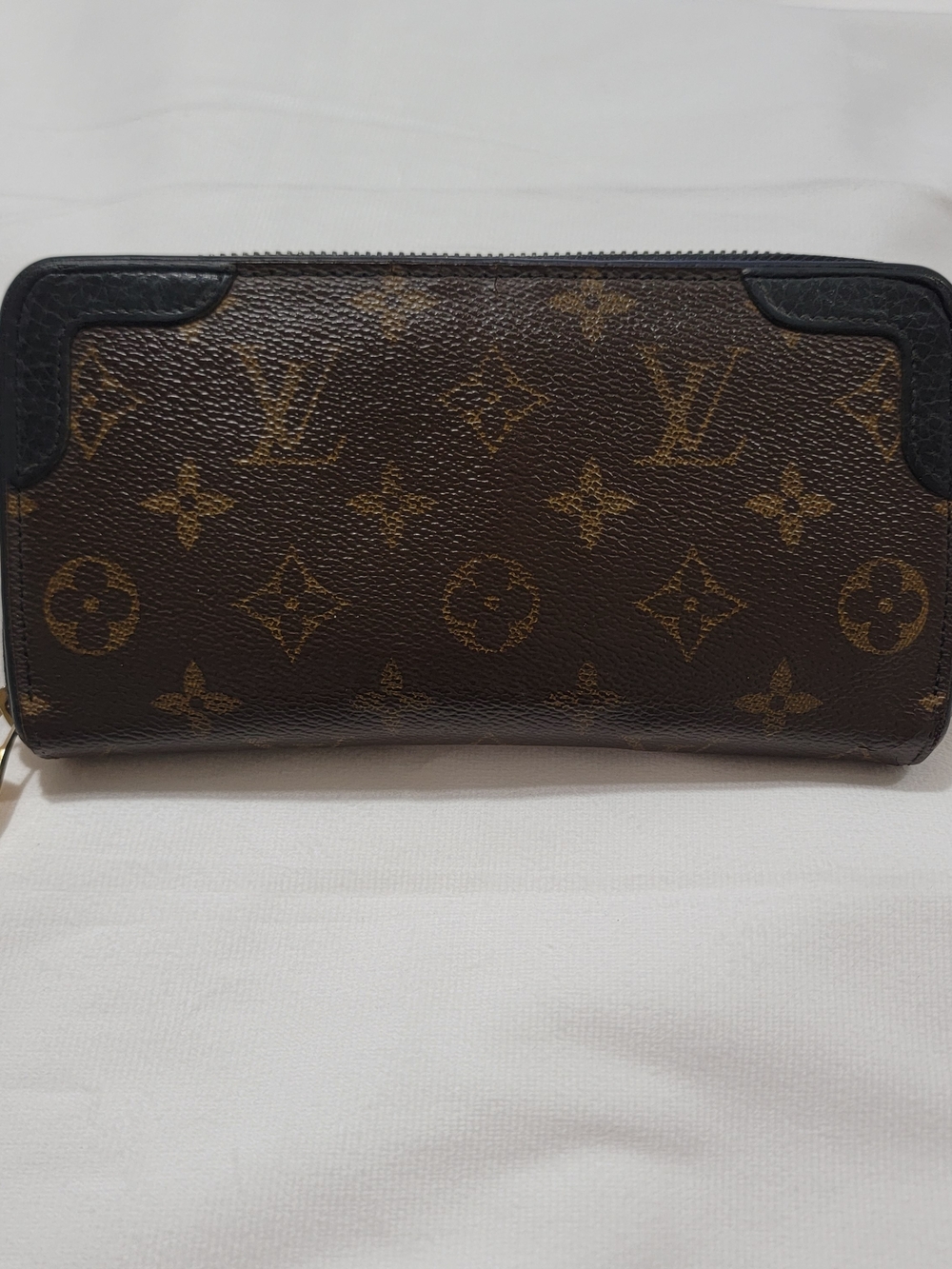Louis Vuitton Monogram Zip Wallet  With Black Trim
